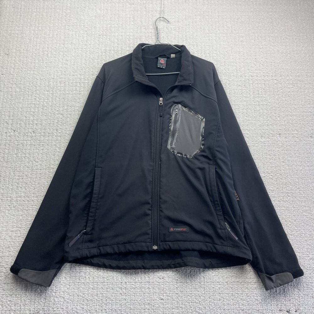 Firefly Soft Shell Jacket Men Size L Black Zip up Long Sleeves Outdoor Ski Hike